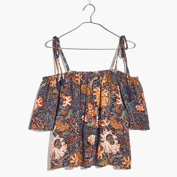 🔸️SOLD🔸️ Madewell Silk Cold Shoulder Top - Picture 2 of 3